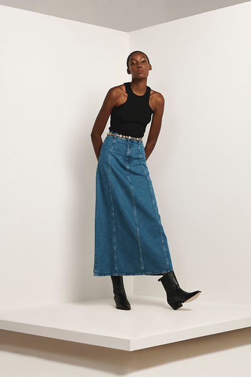 Saia Frida Jeans Médio