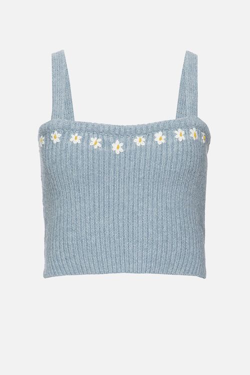 Top Cropped Girassol Soft Blue