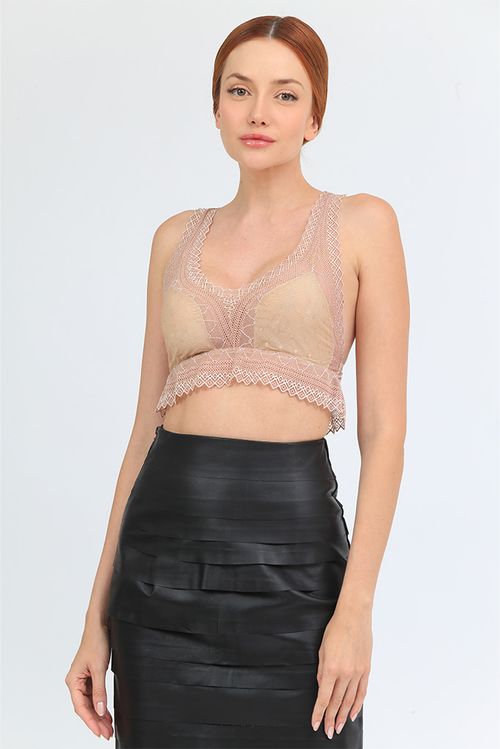 Top Renda Isabella Rosa Seco